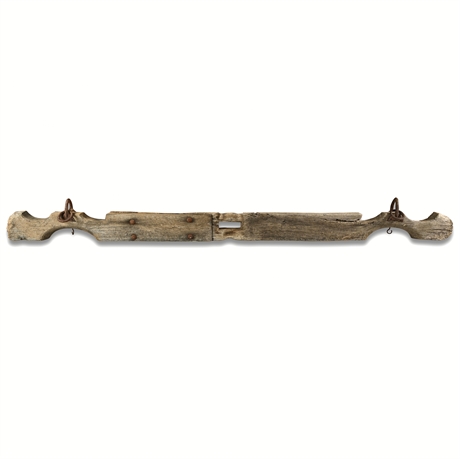Antique 91" Wood & Iron Draft Horse Evener — 4-Horse Scale, Wall-Mount Hardware