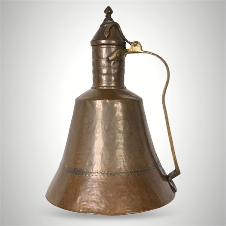 Antique Copper Dairy Measure w/ Hinged Funnel Lid