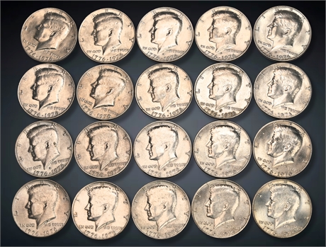 (20) Kennedy Bicentennial Half Dollars