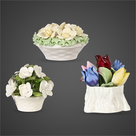 Aynsley May Tulip, Bouquet & Candlestick – 3 Bone China Florals