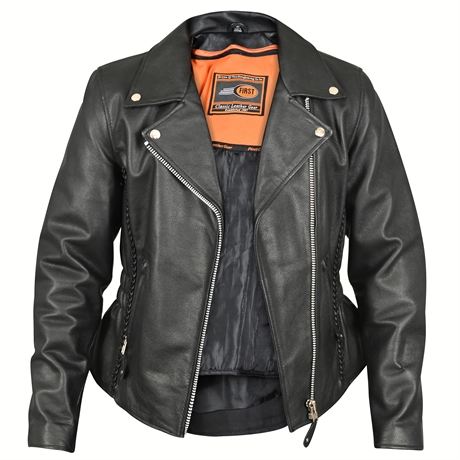 Ladies Leather Biker Jacket by First Classic Leather Gear