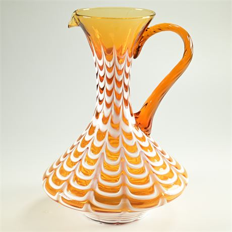 Empoli Italian Pulled Wave Amber Glass Pitcher