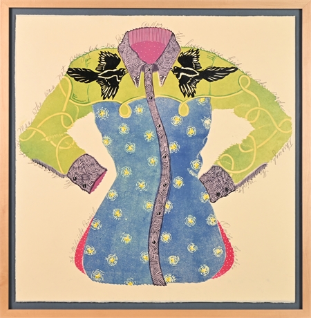 Ouida Touchon 'Midnight Cowgirl' Woodcut