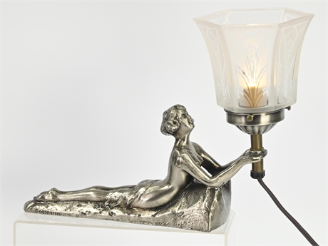 Vintage Art Deco Nouveau Chandler Laying Lady Lamp
