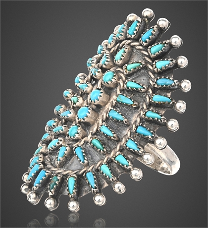Zuni Sterling Silver Petit Point Sleeping Beauty Turquoise Ring, Size 9.75