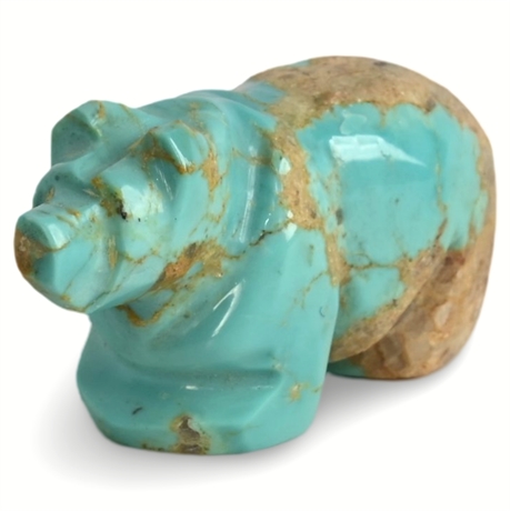 Zuni Hand-Carved Turquoise Bear Fetish