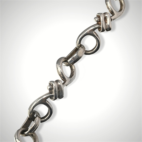 Vintage Sterling Silver Barbed Wire Design Toggle Clasp Bracelet