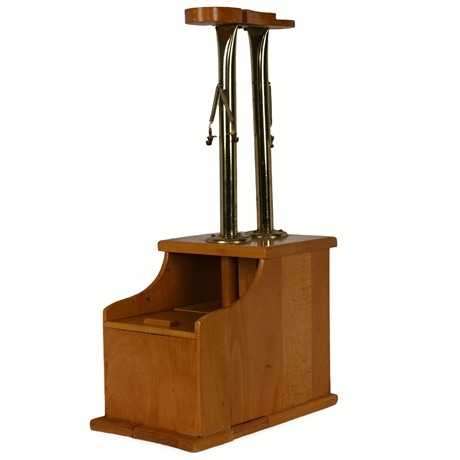 Vintage Portable Shoe Shine Stand – Brass Hardware, Storage & Accesso