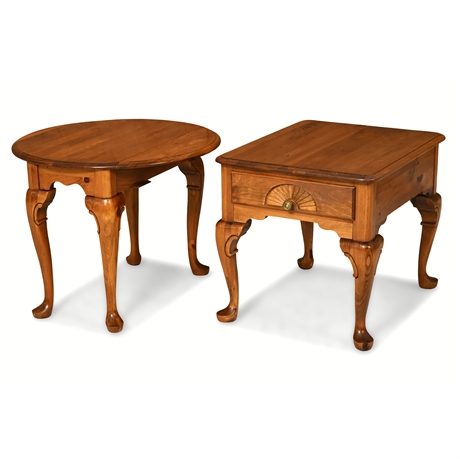 Pennsylvania House Cherry Side Tables Pair Queen Anne Drop Leaf