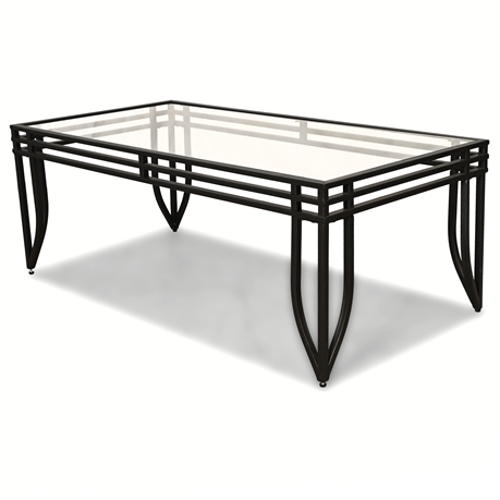 Modern Iron & Tempered Glass Coffee Table with Leveling Feet
