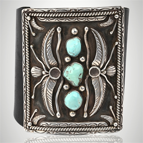 Navajo Sterling Silver & Turquoise Ketoh Bracelet, Signed IG