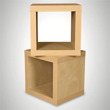 Pair of IKEA EXPEDIT Birch Veneer Cubes – Ideal for Record Storage