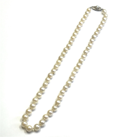 14K White Gold Knotted Pearl Necklace