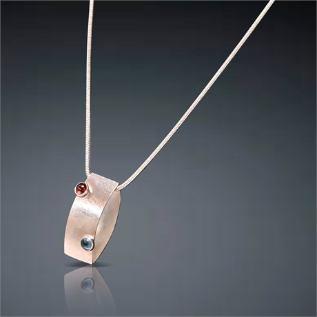 Contemporary Abstract Sterling Silver Pendant & Necklace