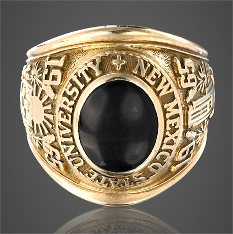 1965 New Mexico State University Josten 10K Gold Class Ring w/ Black Onyx