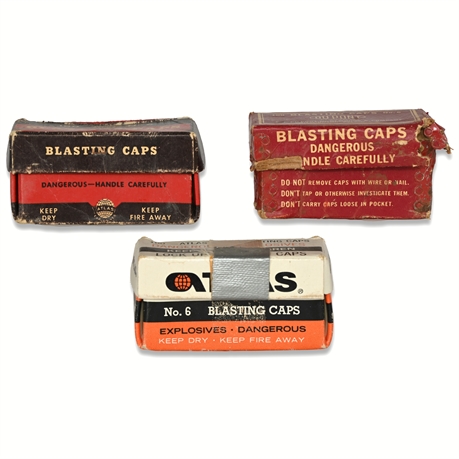 Vintage Blasting Caps Boxes – Atlas & DuPont No. 6 (Inert) from New Mexico Mines