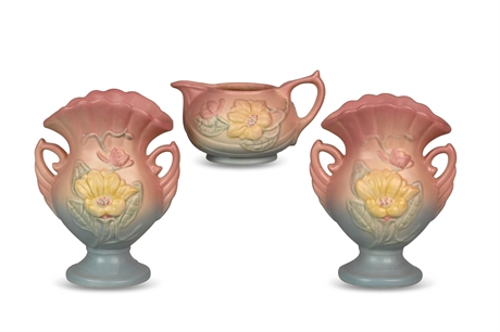 Hull "Magnolia" Pottery Fan Vases