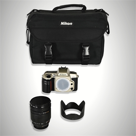 Nikon N60 35mm SLR w/ Tamron 28–200mm Lens, Bag, Film & Accessories