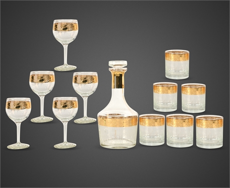 Vintage Culver Ltd. 'Tyrol' Barware Set – 12-Piece, 22K Gold Embellished