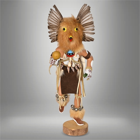Owl Kachina by Dave & Martha Nelson — Hopi-Style, Navajo-Made, 15"