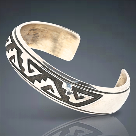 Hopi Sterling Silver Overlay Cuff Bracelet