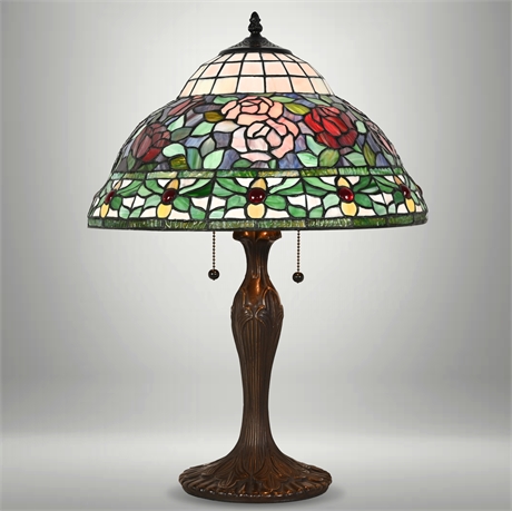 Classic Stained Glass Lamp with Floral Motif