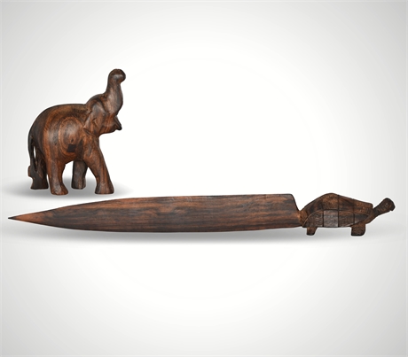 Elephant and the Hare Ironwood Sculptures