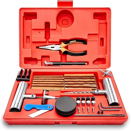 TOOLUXE 50003L Universal Heavy Duty 57-Piece Tire Repair Kit
