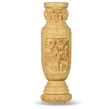 Vintage 40" Chinese Relief Vase