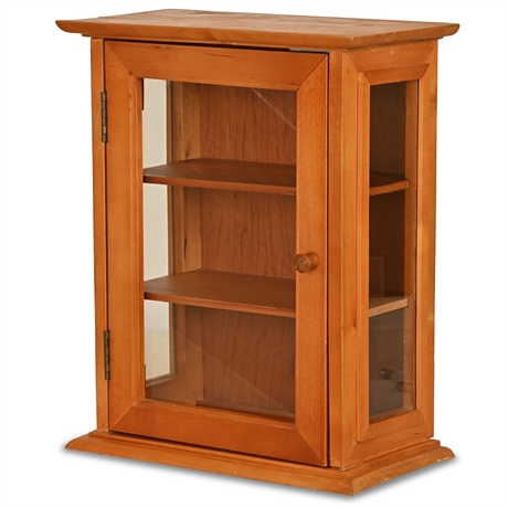 Wood and glass Display Case, Bibelot Cabinet with Shelves