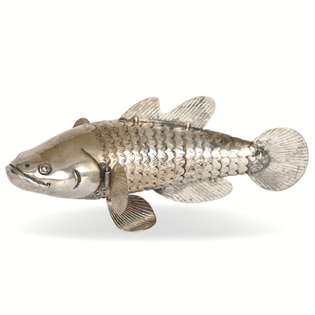 Sterling Silver Articulated Fish Sculpture, Stamped T900