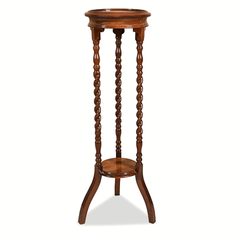 Barley Twist Two-Tier Mahogany Plant Stand / Pedestal