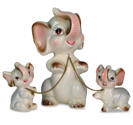 Mid-Century Porcelain Elephants