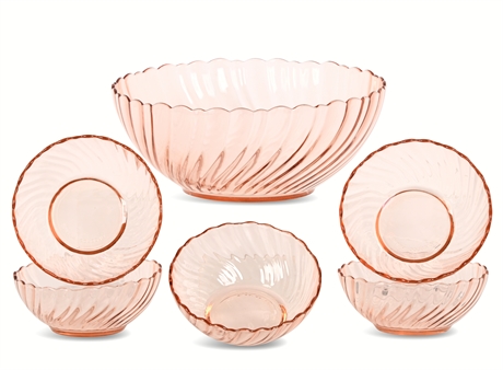 Arcoroc 'Rosaline' Pink Swirl Salad Set