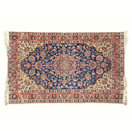 Vintage Persian Kashan Rug – 1950s, Hand-Knotted Wool, 3’4” x 5’3”