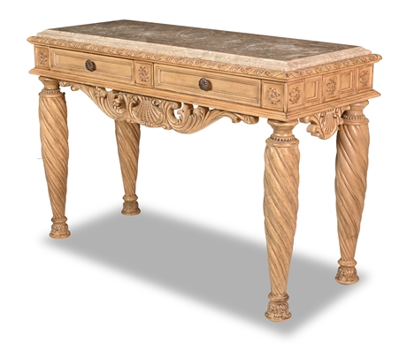 Marble Top Bisque Sofa Table