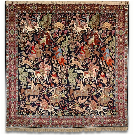 82" X 85" Indian Kashmir Silk Rug