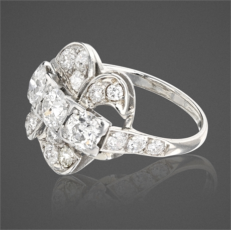 14K White Gold Vintage Diamond Ring – 1.0 CTW, Size 6.5