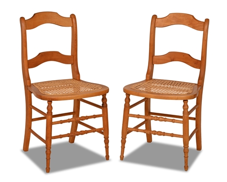 Pair Late 19th Century Americana Cane Seat and Ladder Back Chairs