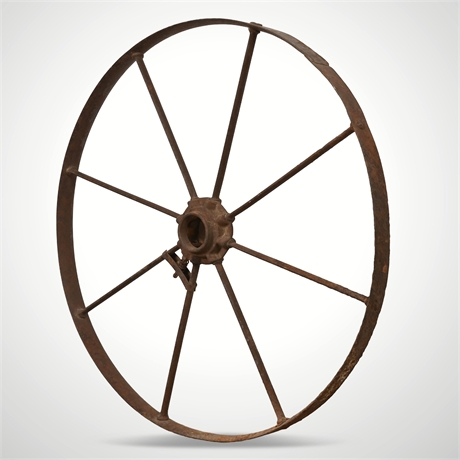 Antique Iron Wagon Wheel – 24" Diameter, 8 Spokes