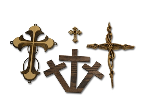 (4) Wood Crosses