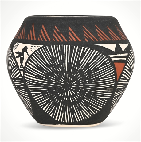 Acoma Pueblo Miniature Pottery Jar – Delma Vallo, Hand Coiled & Painted