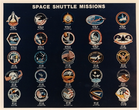 NASA Space Shuttle Missions Patch Chart, STS-1 through 51-L, 1986
