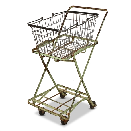 Vintage Grocery Cart with Basket
