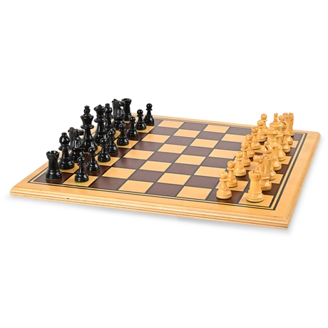 Drueke No. 100611 Chess Primer Set — Weighted Wood Pieces & Board