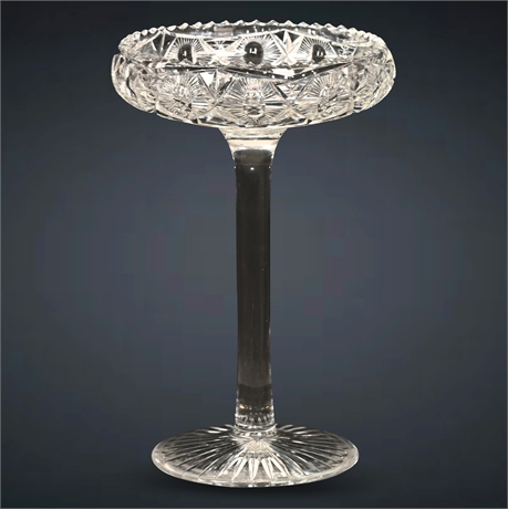 Vintage 9" Cut Glass Pedestal Dish