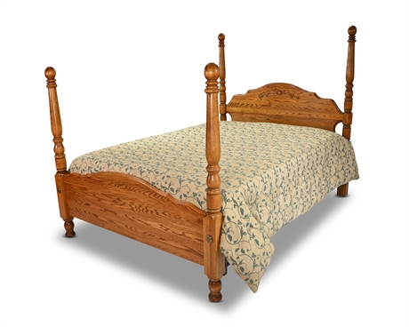 Oak Queen 4 Poster Bed by Furniture Traditions