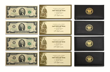 (4) Uncirculated $2 2013 US Federal Reserve Small Notes