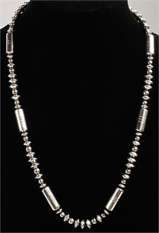 Vintage Navajo Sterling Silver Beaded Necklace