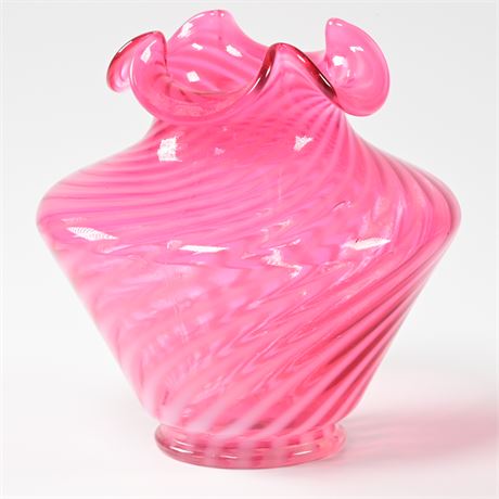 Fenton Cranberry Swirl Vase